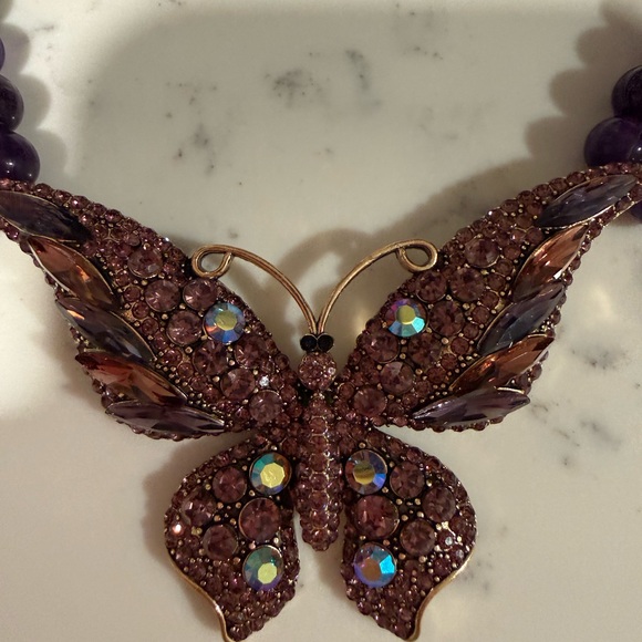 Eye Candy Purple Beaded Butterfly Necklace